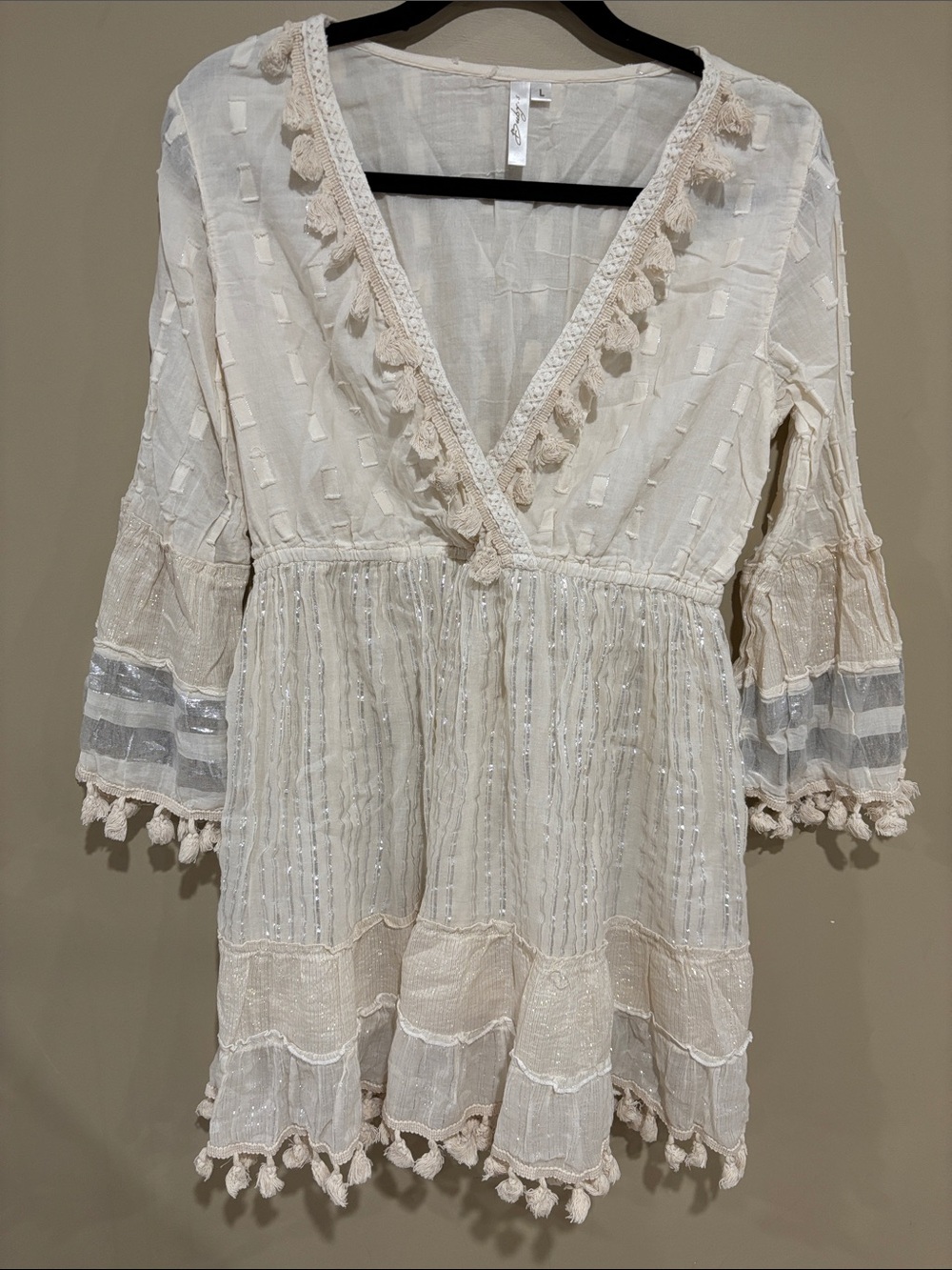 Beachy boho metallic fringe dress
